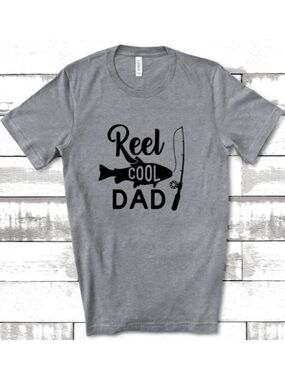 Reel Cool Dad Fishing Graphic Tee Soft & Lightweight - Dark Gray